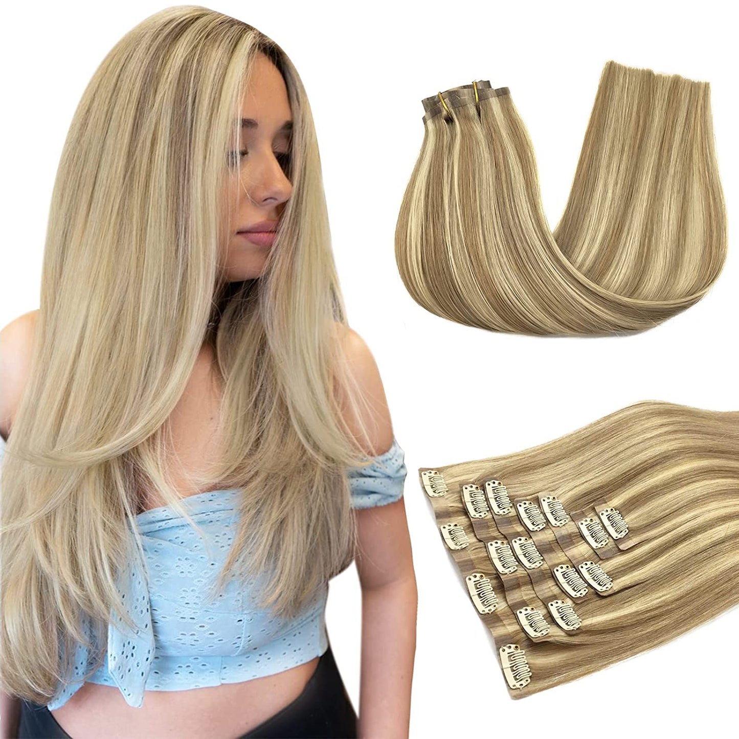 Seamless 20" Clip-In European Remy Human Hair Extensions - 150g