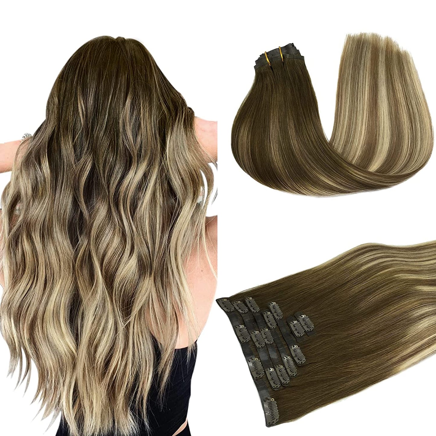 Seamless 20" Clip-In European Remy Human Hair Extensions - 150g