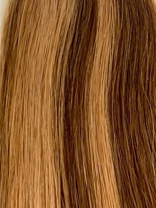 #4/27 Chocolate Brown Caramel Blonde European Remy Hair Tape In - dulgehairextensions.com.au