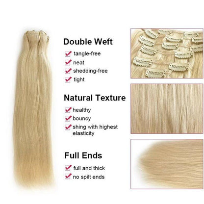 #613 Beach Blonde 18" European Remy Clip In Human Hair Extension - dulgehairextensions.com.au