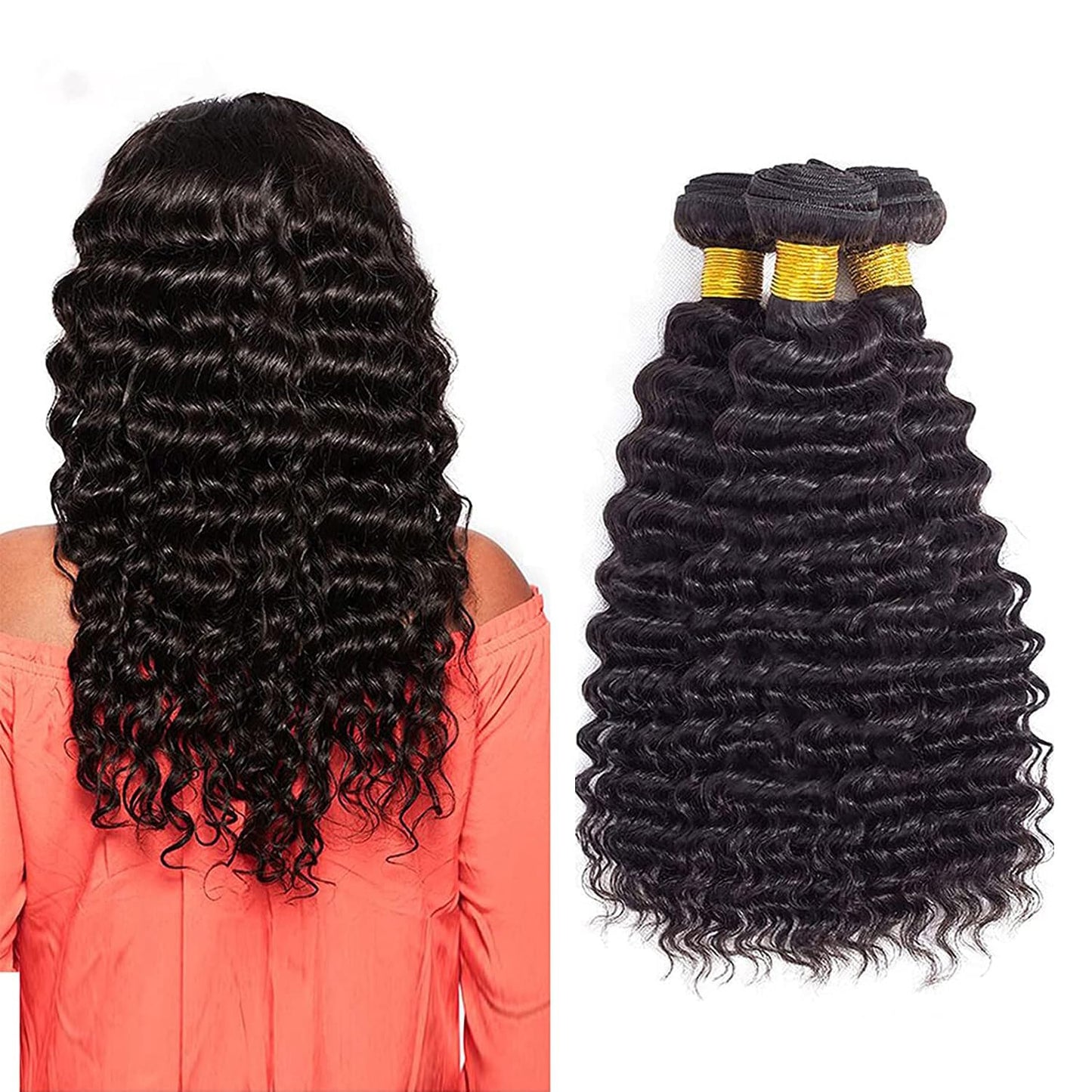 Brazilian Virgin Human Hair 12A Weft Weave Bundles 300g Deep Wave