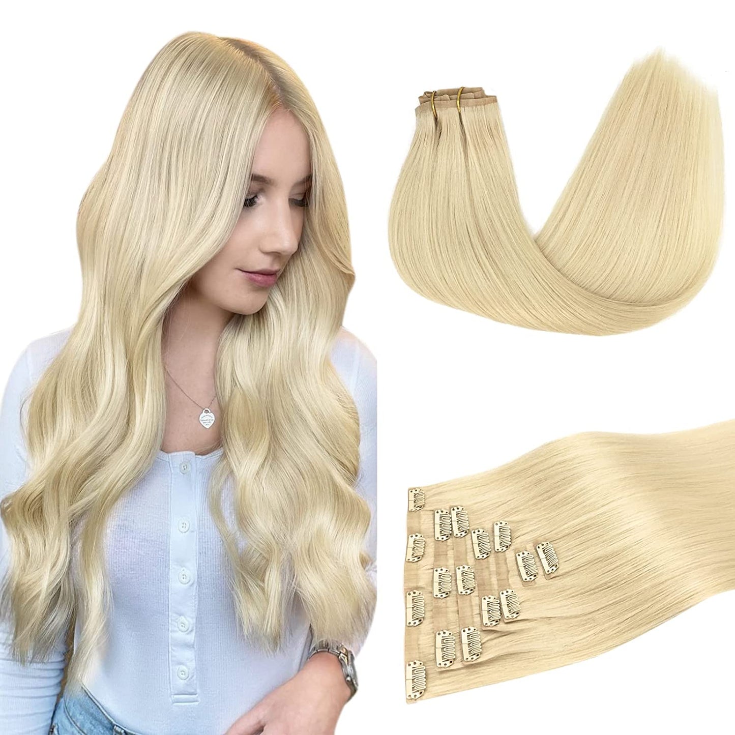 Seamless 20" Clip-In European Remy Human Hair Extensions - 150g