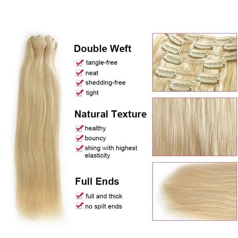 #6/60 Brown Blonde Mix 24" Full Head Clip In Human Hair Extensions - dulgehairextensions.com.au