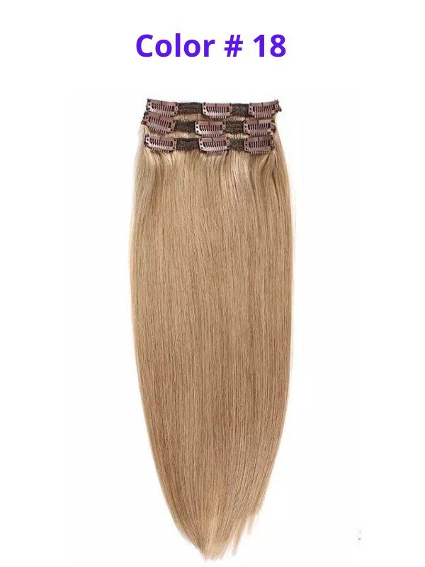 #18 Medium Blonde 20" Deluxe Seamless Clip In Human Hair Extensions - dulgehairextensions.com.au
