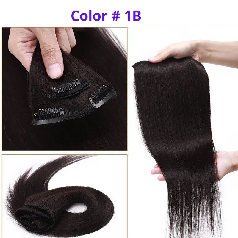 #1B Natural Black 18" European Remy Clip In Human Hair Extension - dulgehairextensions.com.au