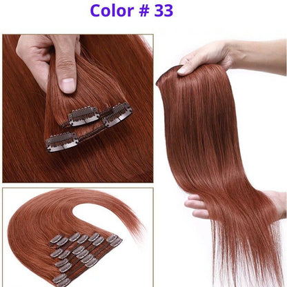 #33 Auburn Red 18" European Remy Clip In Human Hair Extension - dulgehairextensions.com.au