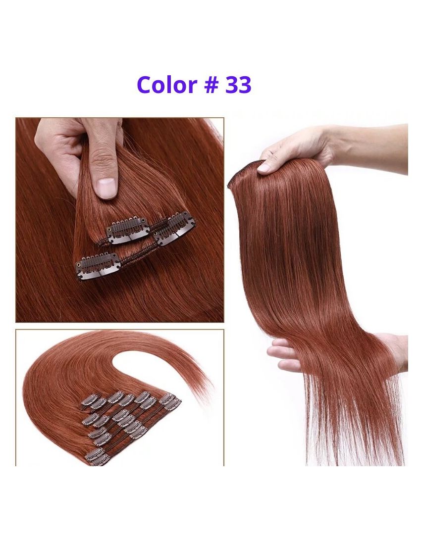 #33 Auburn Red 20" Full Head Clip In Extension - dulgehairextensions.com.au