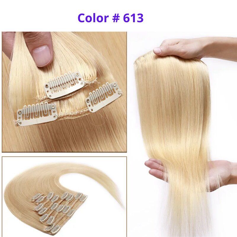 #613 Beach Blonde 20" Deluxe Clip In Human Hair Extension - dulgehairextensions.com.au