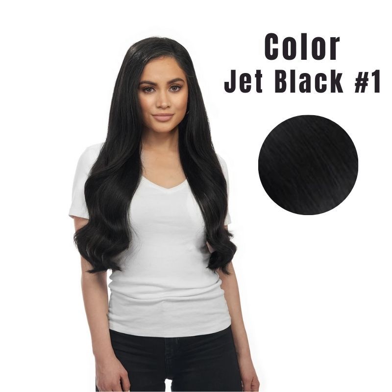 Cheaper Non Remy Thick Human Hair Clip In 20" #1 Jet Black - dulgehairextensions.com.au