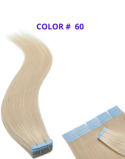 Russian Premium Luxury Remy Human Hair Tape In Extension 24" #60 Platinum Blonde - dulgehairextensions.com.au