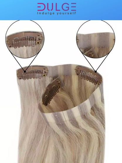 Remy Human Hair Seamless One Piece Clip In Volumizer #6 Medium Brown - dulgehairextensions.com.au