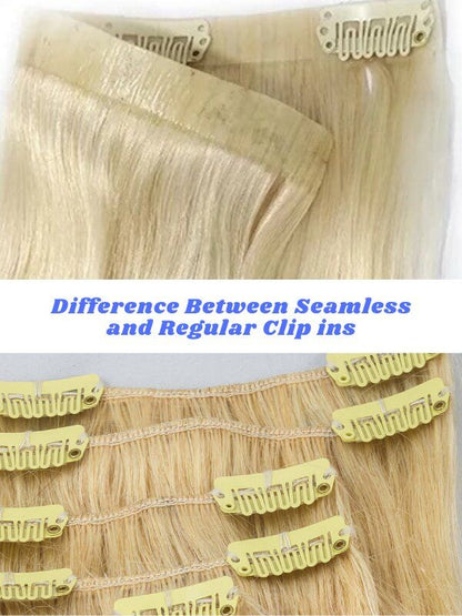 Remy Human Hair Seamless One Piece Black Clip In Volumizer #4/27 Chocolate Brown Blonde Mix - dulgehairextensions.com.au