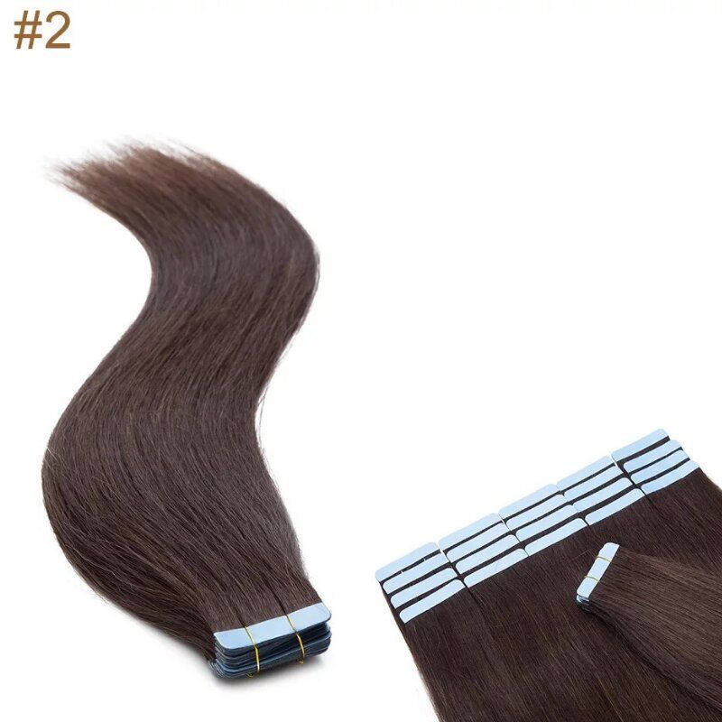 #2 Dark Brown 16" Tape In European Human Hair Extensions - dulgehairextensions.com.au