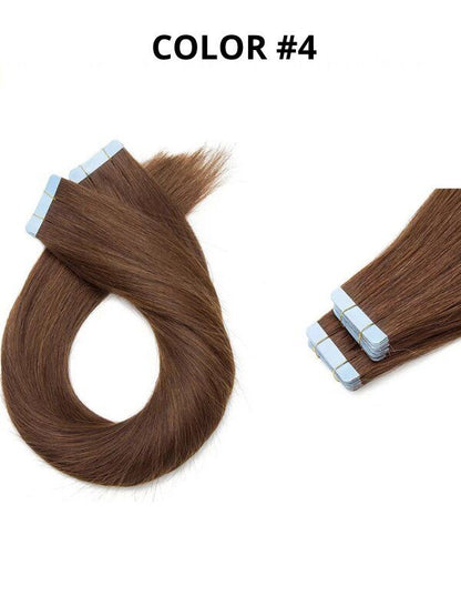 #4 Chocolate Brown European 16" Tape In Extensions - dulgehairextensions.com.au