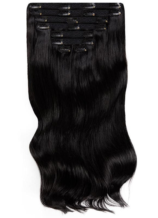 #1 Jet Black 18" European Remy Clip In Human Hair Extension - dulgehairextensions.com.au