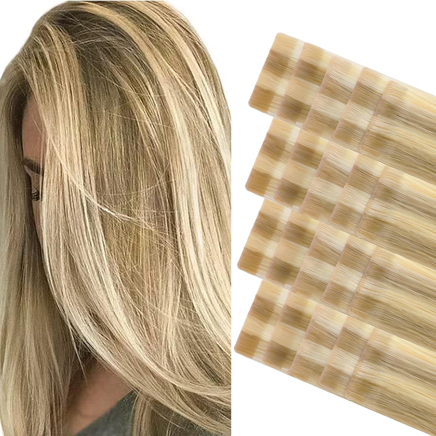 DULGE 20" Russian Remy Human Hair 100g Invisible Tape Extensions 40 Pieces