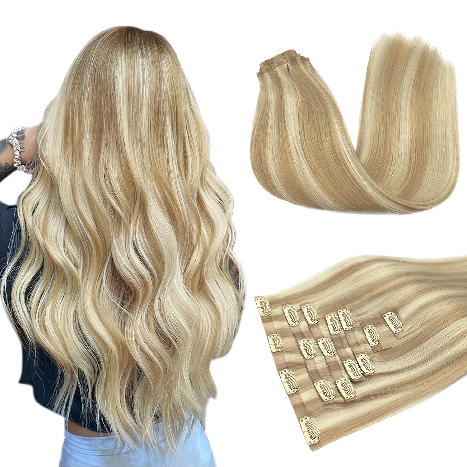 DULGE Deluxe 20" Euro Remy Human Hair Clip-In Extensions – 180g