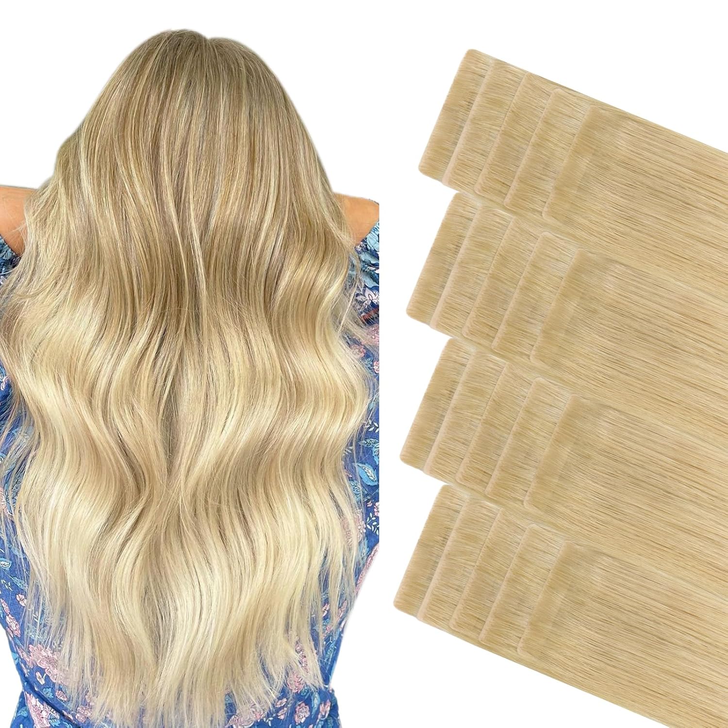 DULGE 20" Russian Remy Human Hair 100g Invisible Tape Extensions 40 Pieces
