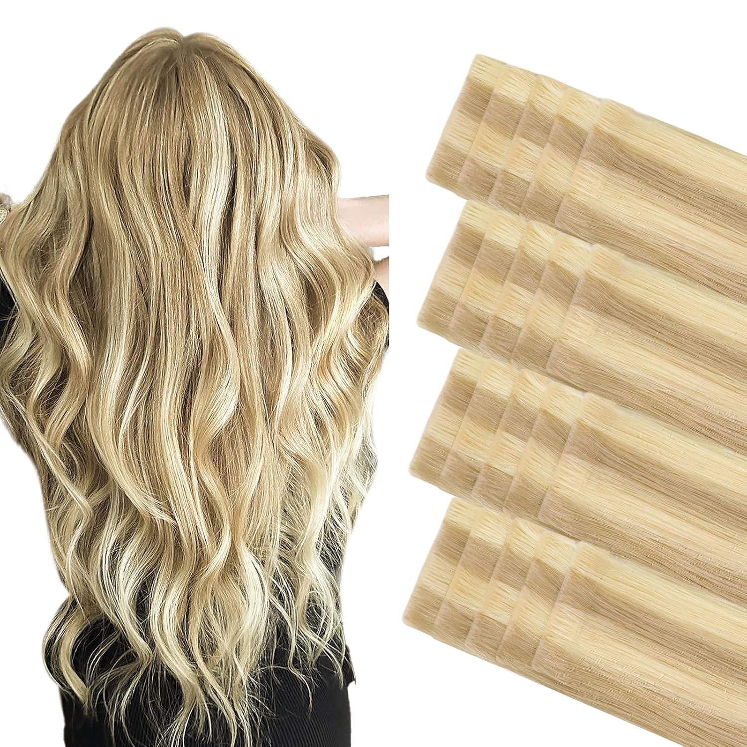 DULGE 22" Russian Remy Human Hair 100g Invisible Tape Extensions 40 Pieces