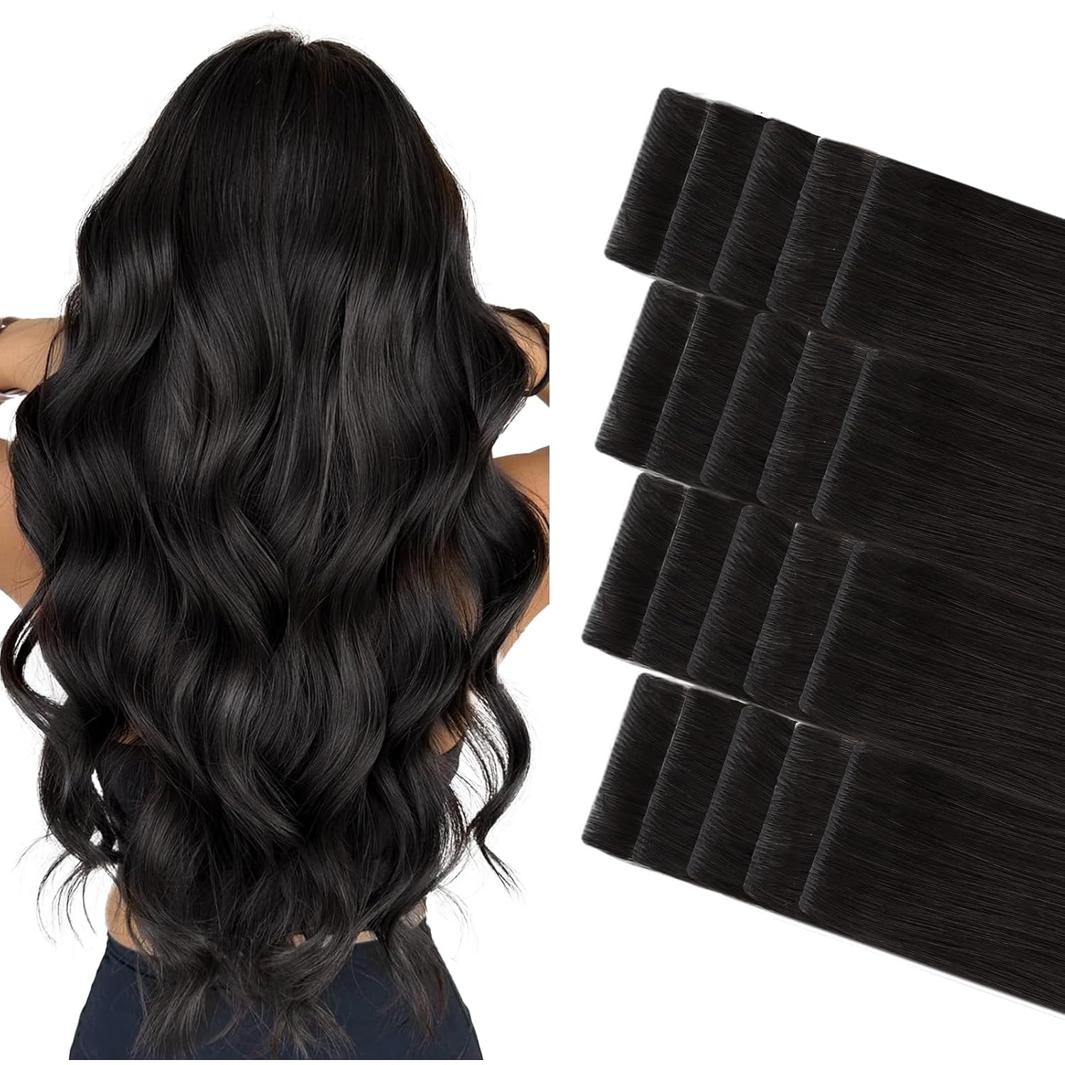 DULGE 16" Russian Remy Human Hair 100g Invisible Tape Extensions 40 Pieces
