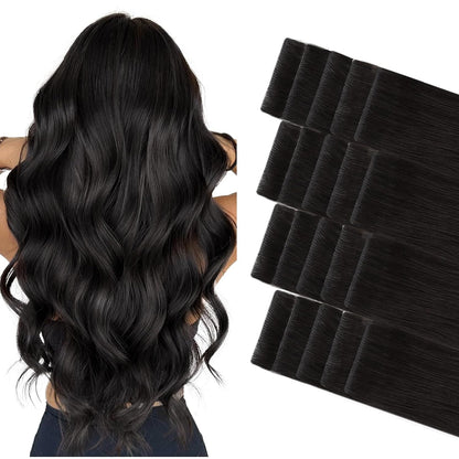 DULGE 20 Inch Invisible Tape-In Hair Extensions, Russian Remy 100g - Photo 9
