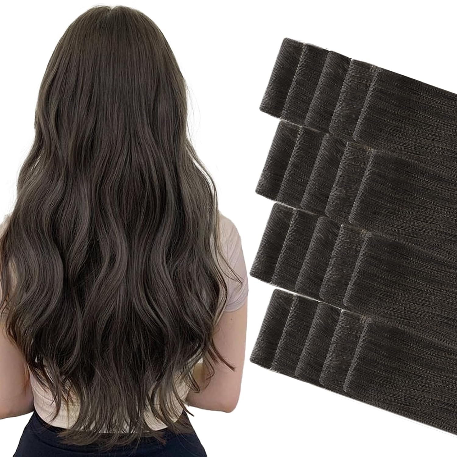 DULGE 20" Russian Remy Human Hair 100g Invisible Tape Extensions 40 Pieces