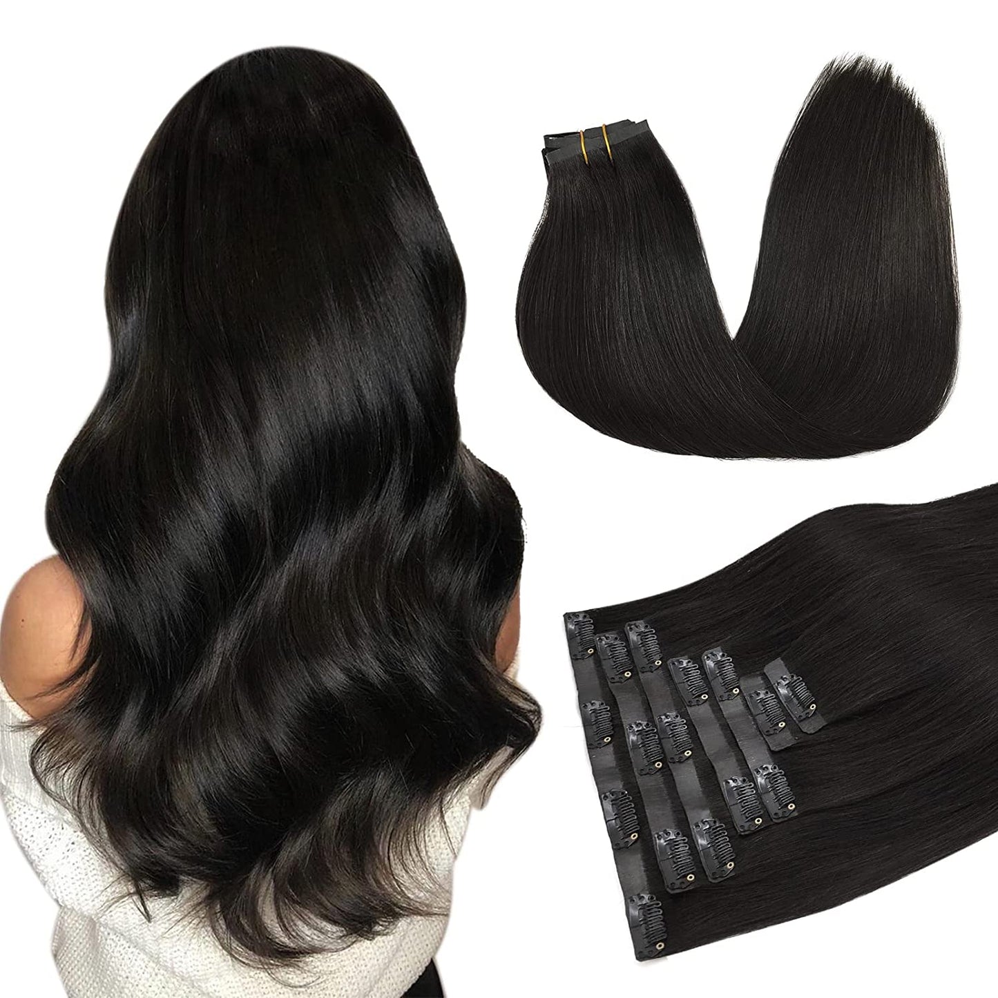 Seamless 20" Clip-In European Remy Human Hair Extensions - 150g