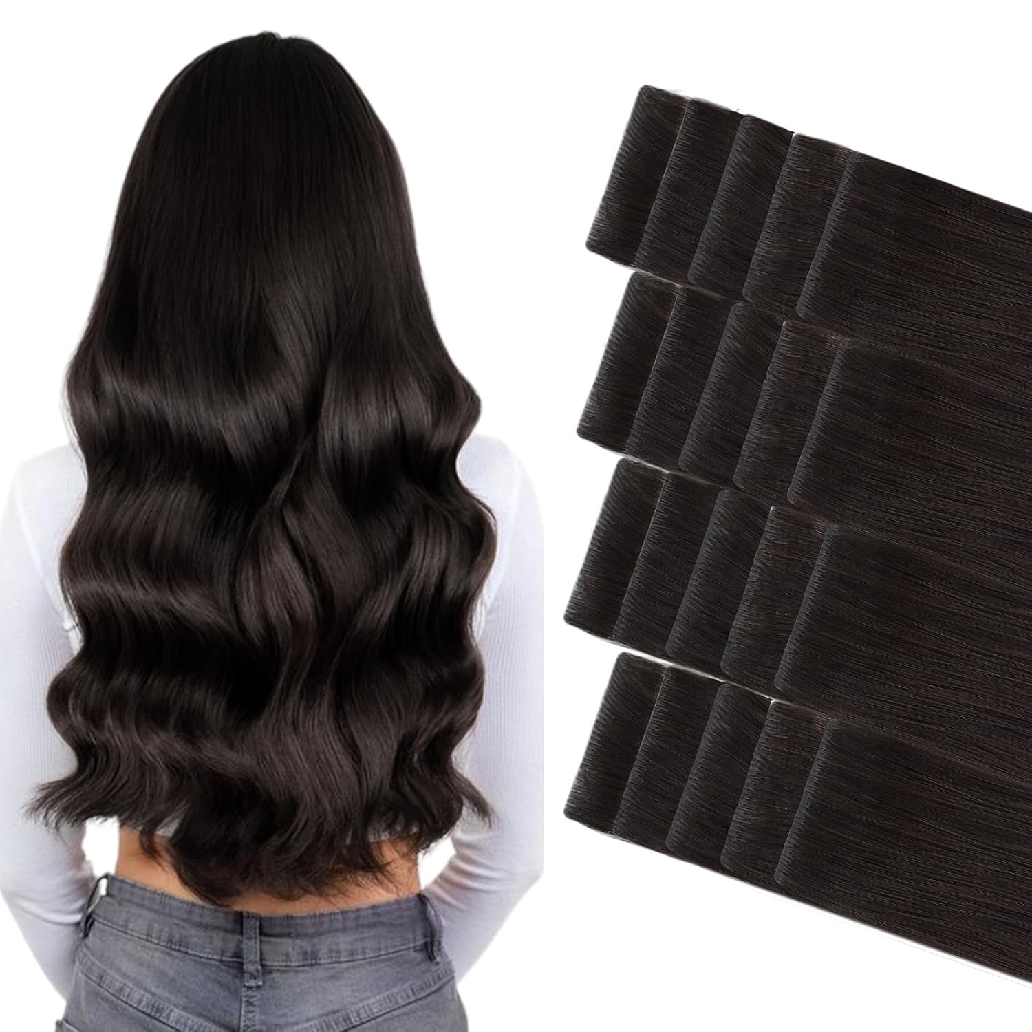 DULGE 20" Russian Remy Human Hair 100g Invisible Tape Extensions 40 Pieces