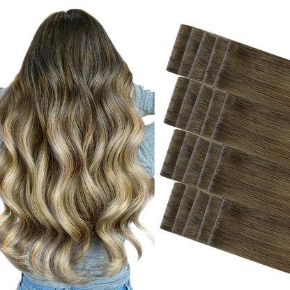 DULGE 20 Inch Invisible Tape-In Hair Extensions, Russian Remy 100g - Photo 3