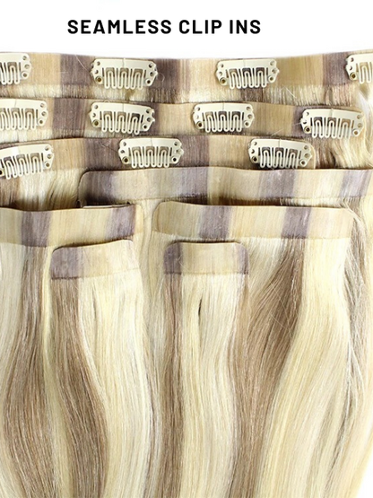 #1B Natural Black 20" Deluxe Seamless Clip In Human Hair Extensions - dulgehairextensions.com.au