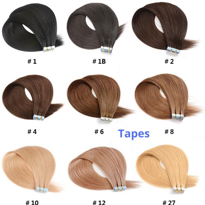 Red 20" Premium Quality European Remy Human Hair Tape In Extension