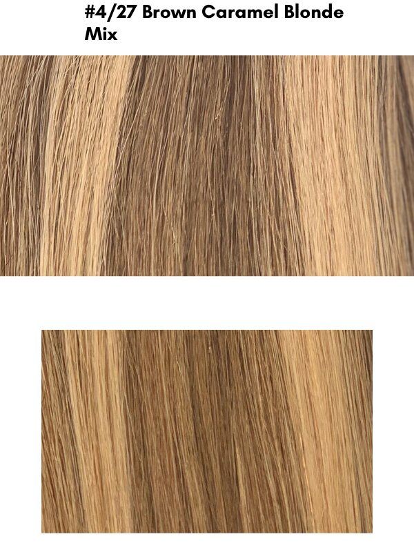 #4/27 Chocolate Brown Blonde Mix 20" Full Head Clip In Human Hair Extension - dulgehairextensions.com.au