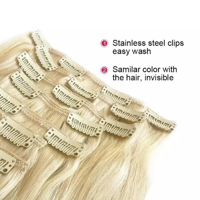 #10/613 Light Brown Blonde 18" European Remy Clip In Human Hair Extension