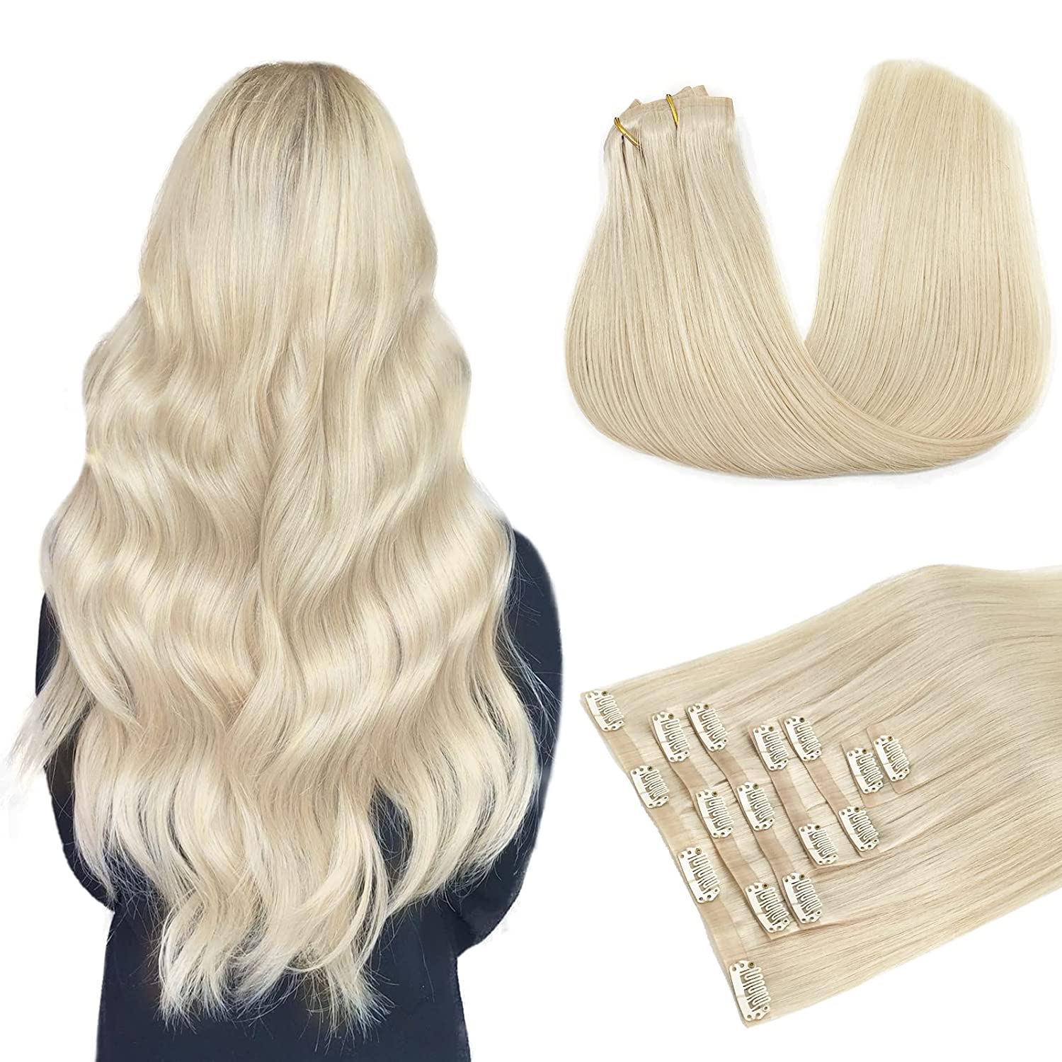 DULGE Deluxe 20" Euro Remy Human Hair Clip-In Extensions – 180g