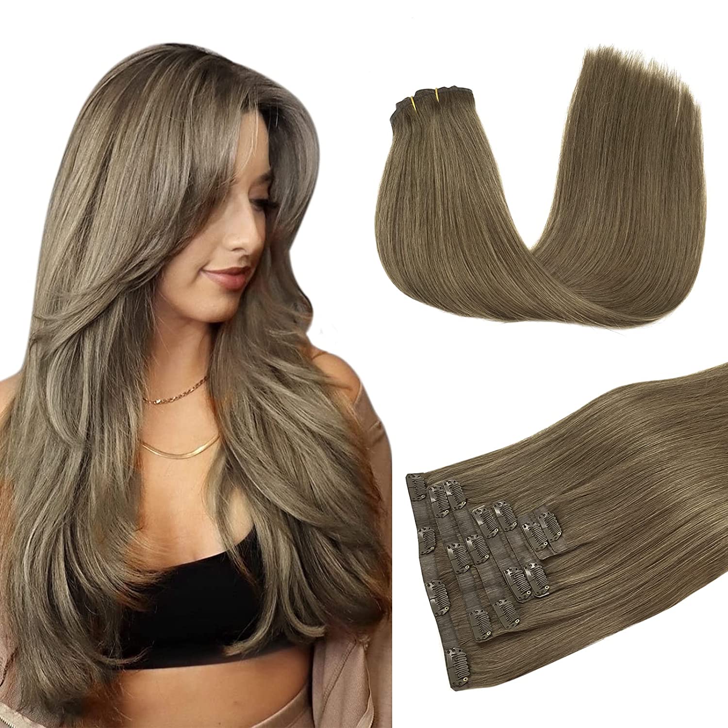 DULGE Super Deluxe 24" Euro Remy Human Hair Clip-In Extensions – 170g