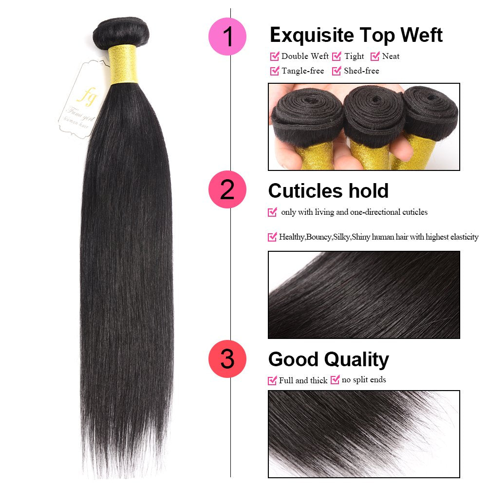 Brazilian Virgin Human Hair 12A Weft Weave Bundles 200g Straight