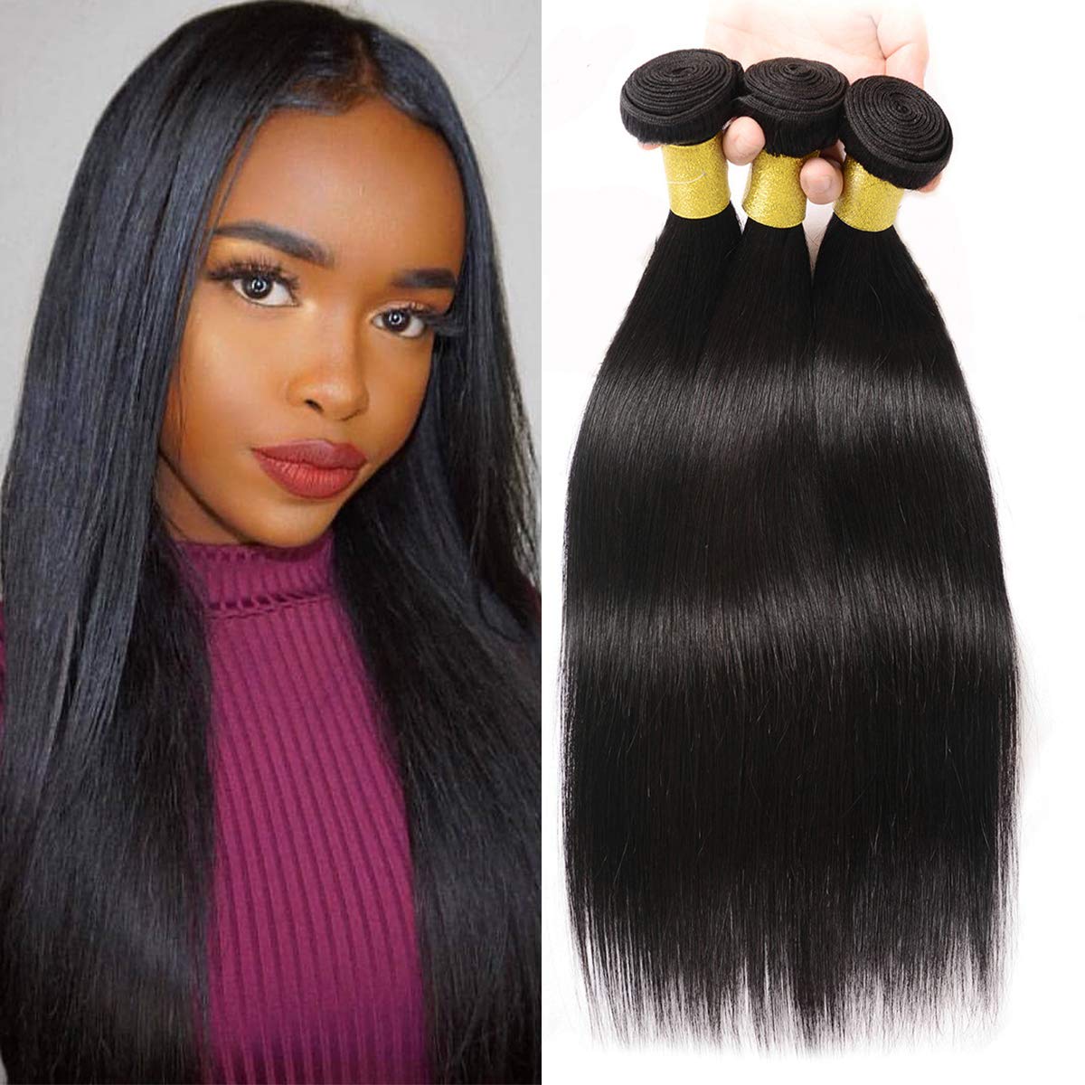 Brazilian Virgin Human Hair 12A Weft Weave Bundles 300g Straight