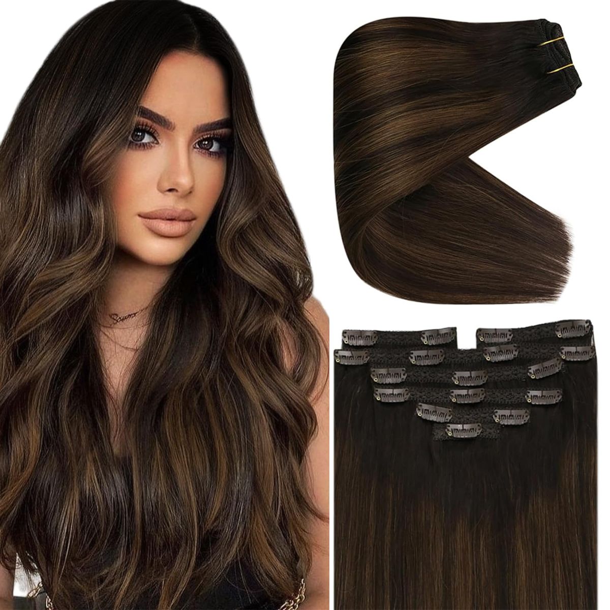 DULGE 18" Deluxe Euro Remy Human Hair Clip-In Extensions – 120g