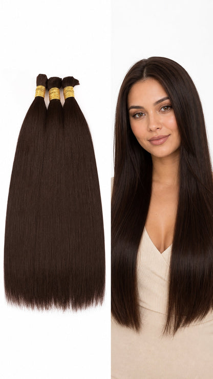 DULGE Deep Wave Human Hair Weft Bundles - Color #2 (Dark Brown)