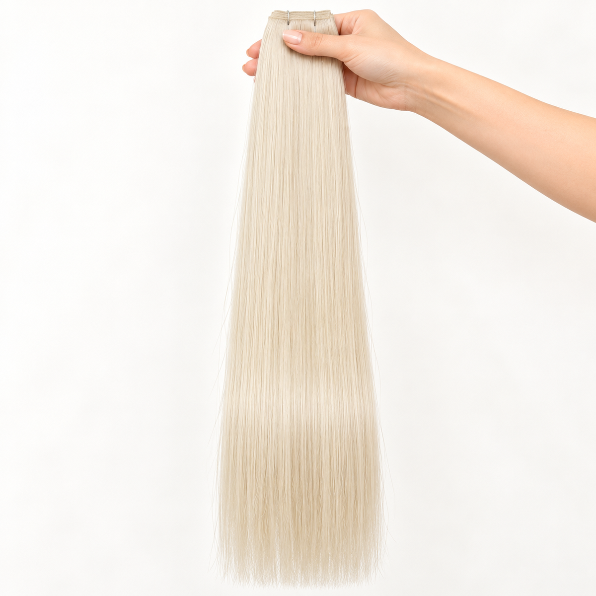 DULGE Butterfly Weft hair extensions in #60 Platinum Blonde