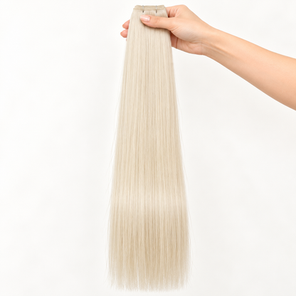 DULGE Butterfly Weft hair extensions in #60 Platinum Blonde