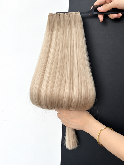 DULGE Butterfly Weft hair extensions in RD17-60 Rooted Champagne Blonde