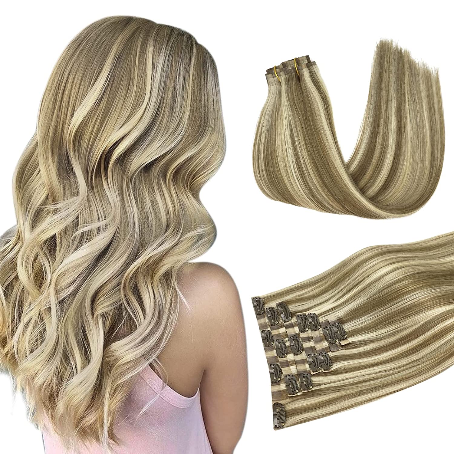 DULGE Deluxe 20" Euro Remy Human Hair Clip-In Extensions – 180g