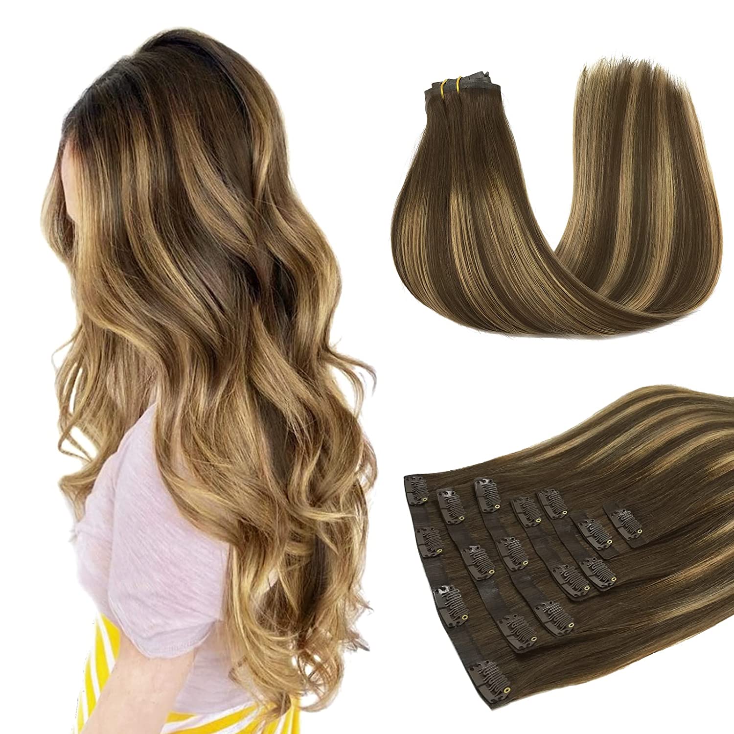 DULGE Super Deluxe 24" Euro Remy Human Hair Clip-In Extensions – 170g