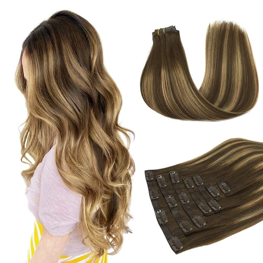 DULGE Super Deluxe 24" Euro Remy Human Hair Clip-In Extensions – 170g