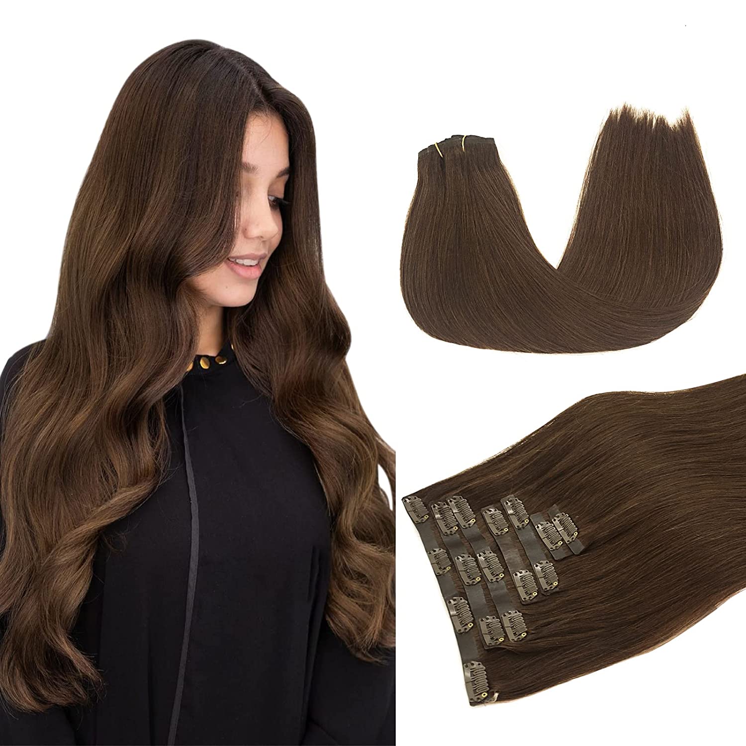 DULGE Deluxe 20" Euro Remy Human Hair Clip-In Extensions – 180g