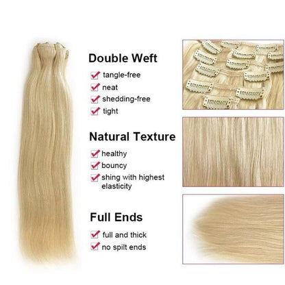 Cheaper Non Remy Thick Human Hair Clip In 20" #18 Medium Blonde - dulgehairextensions.com.au