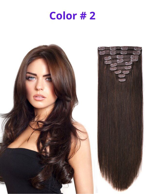 #2 Dark Brown 18" European Remy Clip In Human Hair Extension - dulgehairextensions.com.au