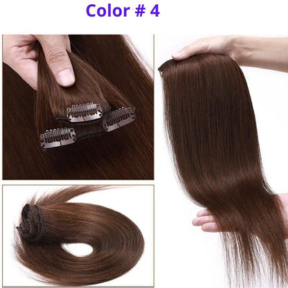 #4 Chocolate Brown 20" Deluxe Seamless Clip In Human Hair Extensions - dulgehairextensions.com.au