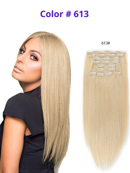 #613 Beach Blonde 20" Deluxe Seamless Clip In Human Hair Extensions - dulgehairextensions.com.au